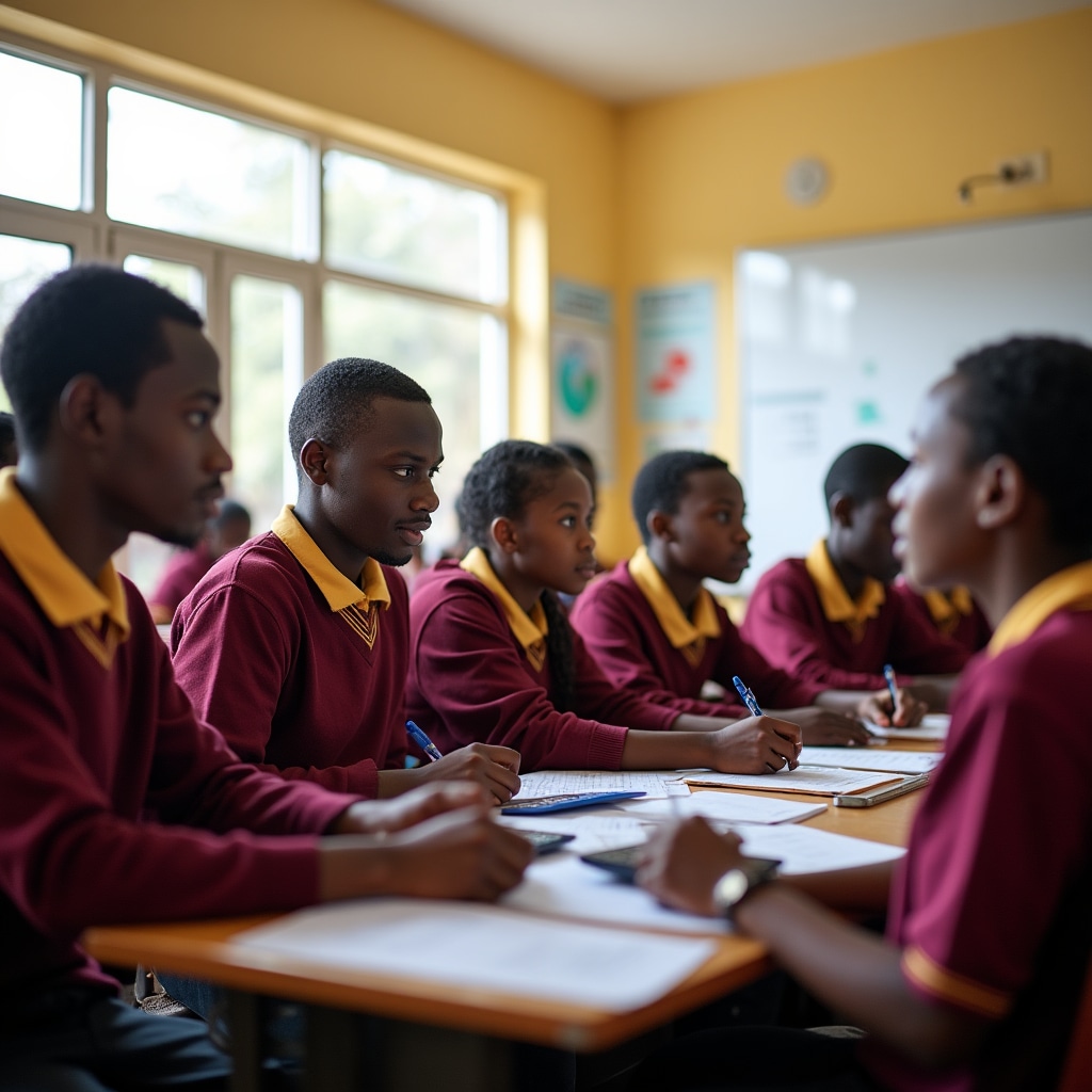 Students engaged in interactive financial literacy classroom session