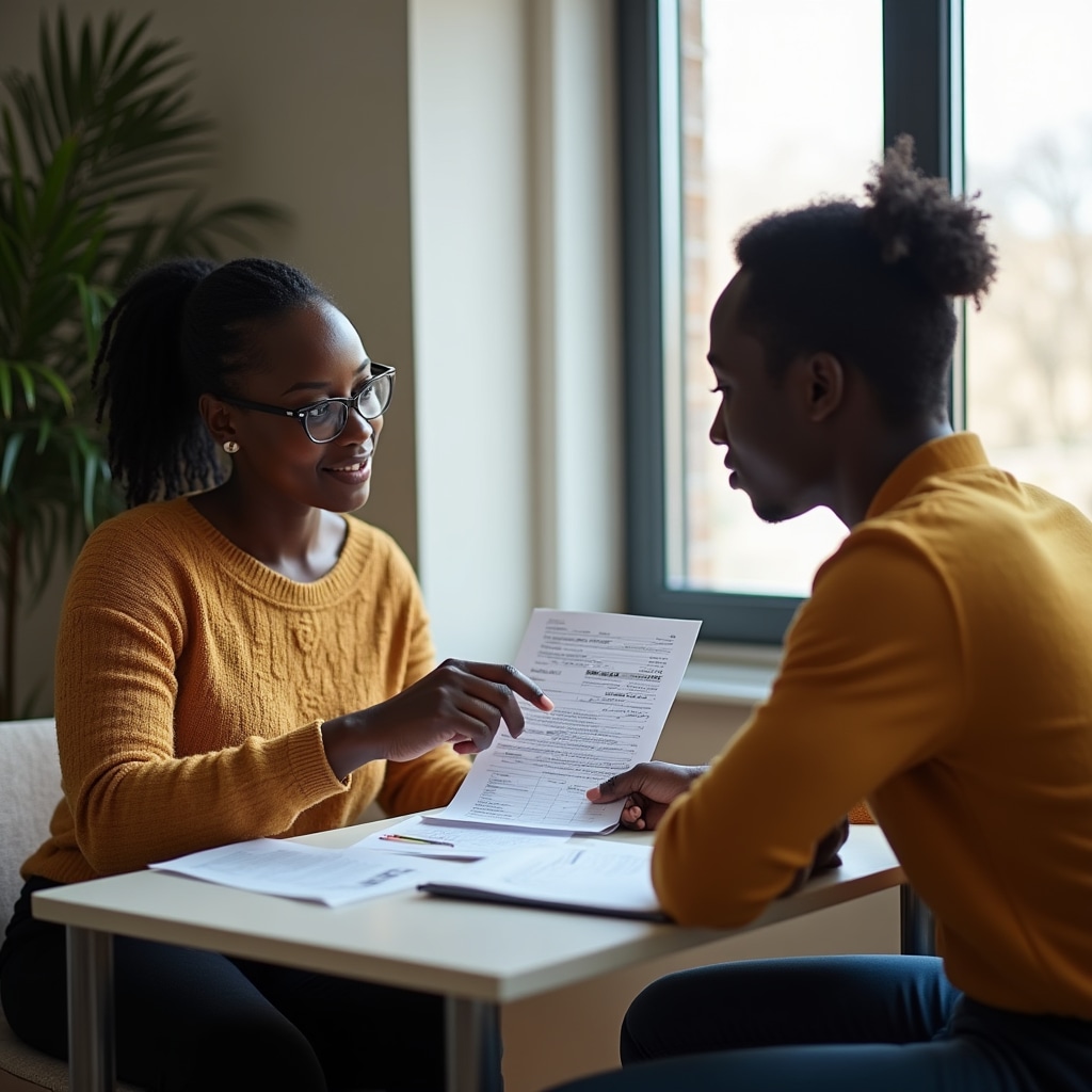 One-on-one financial literacy coaching session with young professional