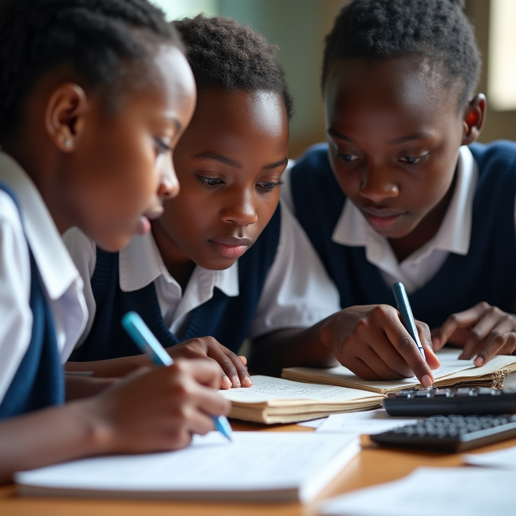 Students collaboratively working through financial calculations and scenarios